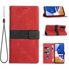 For Samsung Galaxy S24+ 5G Grid Stitching Leather Phone Case with Lanyard(Red) - 1
