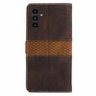 For Samsung Galaxy S23 FE 5G Grid Stitching Leather Phone Case with Lanyard(Brown) - 3