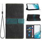 For Samsung Galaxy S23 FE 5G Grid Stitching Leather Phone Case with Lanyard(Black) - 1