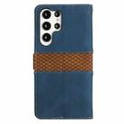 For Samsung Galaxy S23 Ultra 5G Grid Stitching Leather Phone Case with Lanyard(Blue) - 3