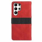For Samsung Galaxy S23 Ultra 5G Grid Stitching Leather Phone Case with Lanyard(Red) - 3