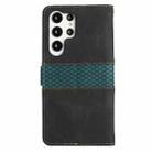 For Samsung Galaxy S23 Ultra 5G Grid Stitching Leather Phone Case with Lanyard(Black) - 3