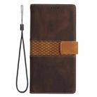 For Samsung Galaxy S23+ 5G Grid Stitching Leather Phone Case with Lanyard(Brown) - 2