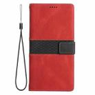 For Samsung Galaxy S23+ 5G Grid Stitching Leather Phone Case with Lanyard(Red) - 2