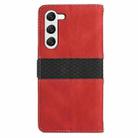 For Samsung Galaxy S23+ 5G Grid Stitching Leather Phone Case with Lanyard(Red) - 3