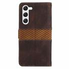 For Samsung Galaxy S23 5G Grid Stitching Leather Phone Case with Lanyard(Brown) - 3