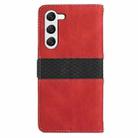 For Samsung Galaxy S23 5G Grid Stitching Leather Phone Case with Lanyard(Red) - 3