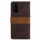 For Samsung Galaxy S20 FE Grid Stitching Leather Phone Case with Lanyard(Brown) - 3