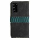 For Samsung Galaxy S20 FE Grid Stitching Leather Phone Case with Lanyard(Black) - 3