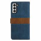 For Samsung Galaxy S22 5G Grid Stitching Leather Phone Case with Lanyard(Blue) - 3