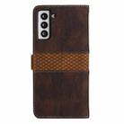 For Samsung Galaxy S21+ 5G Grid Stitching Leather Phone Case with Lanyard(Brown) - 3
