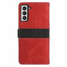 For Samsung Galaxy S21+ 5G Grid Stitching Leather Phone Case with Lanyard(Red) - 3