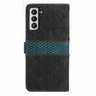 For Samsung Galaxy S21+ 5G Grid Stitching Leather Phone Case with Lanyard(Black) - 3