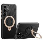 For Samsung Galaxy S24 5G Carbon Fiber MagSafe Phone Case with 360 Degree Rotating Holder(Black Gold) - 1