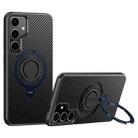 For Samsung Galaxy S24+ 5G Carbon Fiber MagSafe Phone Case with 360 Degree Rotating Holder(Black Blue) - 1