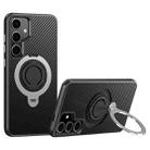 For Samsung Galaxy S24+ 5G Carbon Fiber MagSafe Phone Case with 360 Degree Rotating Holder(Black Silver) - 1