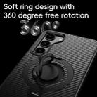 For Samsung Galaxy S23 5G Carbon Fiber MagSafe Phone Case with 360 Degree Rotating Holder(Black Grey) - 2