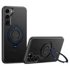 For Samsung Galaxy S23+ 5G Carbon Fiber MagSafe Phone Case with 360 Degree Rotating Holder(Black Blue) - 1