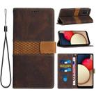 For Samsung Galaxy A03s 164mm Grid Stitching Leather Phone Case with Lanyard(Brown) - 1