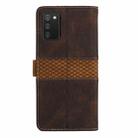 For Samsung Galaxy A03s 164mm Grid Stitching Leather Phone Case with Lanyard(Brown) - 3