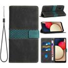 For Samsung Galaxy A03s 164mm Grid Stitching Leather Phone Case with Lanyard(Black) - 1