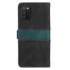 For Samsung Galaxy A03s 164mm Grid Stitching Leather Phone Case with Lanyard(Black) - 3