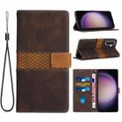 For Samsung Galaxy A36 5G Grid Stitching Leather Phone Case with Lanyard(Brown) - 1