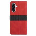 For Samsung Galaxy A36 5G Grid Stitching Leather Phone Case with Lanyard(Red) - 3