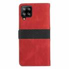 For Samsung Galaxy A42 / M42 5G Grid Stitching Leather Phone Case with Lanyard(Red) - 3