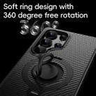 For Samsung Galaxy S25 Ultra 5G Carbon Fiber MagSafe Phone Case with 360 Degree Rotating Holder(Black) - 2