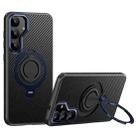 For Samsung Galaxy S25+ 5G Carbon Fiber MagSafe Phone Case with 360 Degree Rotating Holder(Black Blue) - 1