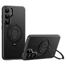For Samsung Galaxy S25+ 5G Carbon Fiber MagSafe Phone Case with 360 Degree Rotating Holder(Black) - 1