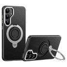For Samsung Galaxy S25+ 5G Carbon Fiber MagSafe Phone Case with 360 Degree Rotating Holder(Black Silver) - 1