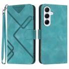 For Samsung Galaxy A56 5G Line Pattern Skin Feel Leather Phone Case(Light Blue) - 1
