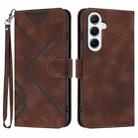For Samsung Galaxy A56 5G Line Pattern Skin Feel Leather Phone Case(Coffee) - 1