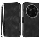 For Sharp Aquos R9 Pro Line Pattern Skin Feel Leather Phone Case(Black) - 1