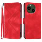 For Sharp Aquos R10 Line Pattern Skin Feel Leather Phone Case(Red) - 1