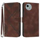 For Sharp Aquos wish5 Line Pattern Skin Feel Leather Phone Case(Coffee) - 1