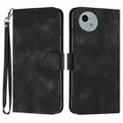For Sharp Aquos wish5 Line Pattern Skin Feel Leather Phone Case(Black) - 1