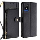 For TCL 501 4G Zipper Bag Leather Phone Case(Black) - 1