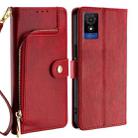 For TCL 501 4G Zipper Bag Leather Phone Case(Red) - 1