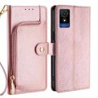 For TCL 501 4G Zipper Bag Leather Phone Case(Rose Gold) - 1