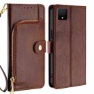 For TCL 502 Zipper Bag Leather Phone Case(Brown) - 1