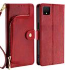 For TCL 502 Zipper Bag Leather Phone Case(Red) - 1