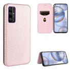 For Huawei Honor 30 Carbon Fiber Texture Horizontal Flip TPU + PC + PU Leather Case with Card Slot(Pink) - 1