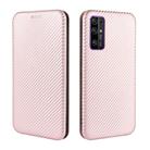 For Huawei Honor 30 Carbon Fiber Texture Horizontal Flip TPU + PC + PU Leather Case with Card Slot(Pink) - 2