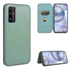 For Huawei Honor 30 Carbon Fiber Texture Horizontal Flip TPU + PC + PU Leather Case with Card Slot(Green) - 1