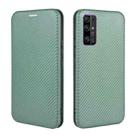 For Huawei Honor 30 Carbon Fiber Texture Horizontal Flip TPU + PC + PU Leather Case with Card Slot(Green) - 2