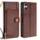 For Sony Xperia 10 VI Zipper Bag Leather Phone Case(Brown) - 1