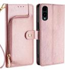 For Fujitsu Arrows We2 Zipper Bag Leather Phone Case(Rose Gold) - 1